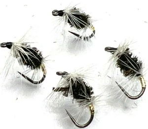 4, 6, 8 or 12 Trout Fly Fishing DRY Flies DOUBLE BADGER BARBED/BARBLESS 1st Post - Picture 1 of 1