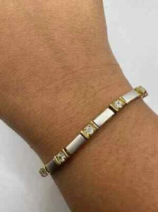 4.00Ct Round Lab Created Diamond Women Tennis Bracelet 14K Yellow Gold Plated 7" - Picture 1 of 6