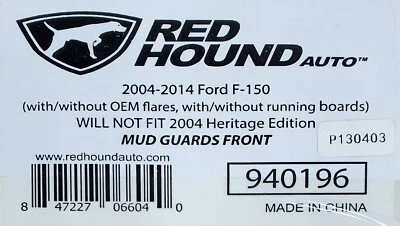 Guardabarros, Ford F-150 2004-2014 Salpicaduras, Moldeado 2 Delanteros, 2 Traseros 4 piezas. Total Foto 1 de 4