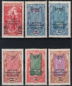 TIMBRE CONGO FRANCAIS SERIE SURCHARGEE N° 100/105 NEUFS * GOMME TRACE CHARNIERE - Picture 1 of 2