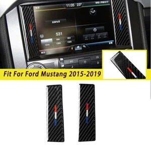 Carbon Fiber Innen CD Screen Panel Trim Auto 2PCS Für Ford Mustang 2015-2019 - Picture 1 of 9