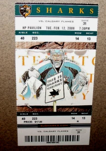 San Jose Sharks 2/12/2008 Ticket Stub v Calgary Mark Smith Final Goal Phaneuf 2p - Picture 1 of 3