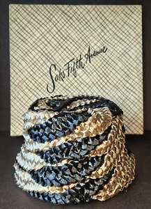 Vintage 1960's Woman's Saks Fifth Avenue Bucket Woven Straw Hat & Original Box - Picture 1 of 24