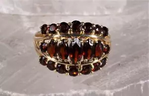 Vintage Granat Cluster Ring 10K Gelbgold Größe 7,5 - Bild 1 von 7