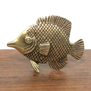 Brass Fish Figurine Statue Animal Figurines Toy Home Office Desktop Decoration - Picture 1 of 7