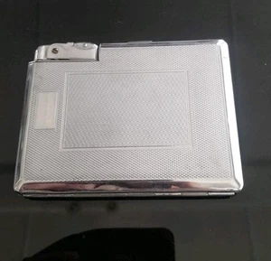 Art Deco Silver Tone Metal Vintage Cigarette Case & Lighter-Tobacciana Kincraft - Picture 1 of 5