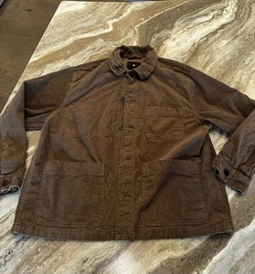Men’s H&M Brown Corduroy Button Up Size Extra Large Thick Button Up 100% Cotton - Picture 1 of 4