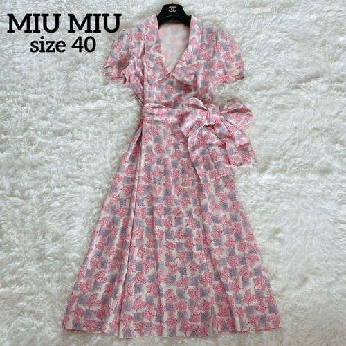 Abito lungo Miu Miu Cache Coeur cintura nastro donna Giappone taglia L rosa moda