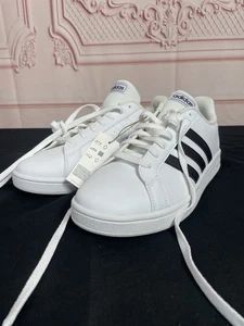 Adidas Mens Grand Court Base Tennis Shoes EE7904 White Black Size 8 1/2 New NW - Picture 1 of 11
