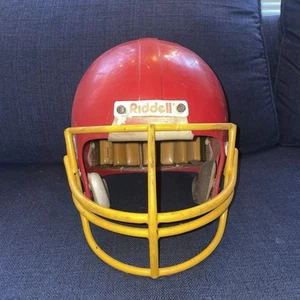 Vintage Riddell 1981 Football Helm rot mit Gesichtsmaske 80er RED DOT MASK - Bild 1 von 9