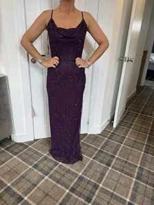 LIPSY SIZE 10 DRESS BERRY WINE MESH SEQUIN MAXI SLINKY BODYCON NEW WITH TAGS - Picture 1 of 6