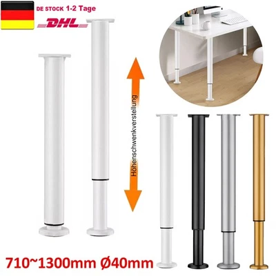 1/2x Tischbeine Metall Eisen Möbelbeine Schrankfüße Teleskopfuß 710-1300mm - Bild 1 von 4