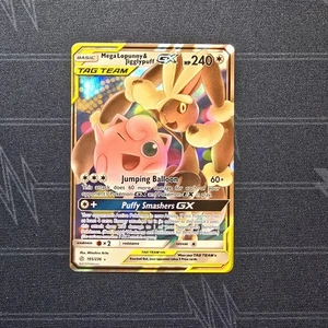 Mega Lopunny & Jigglypuff GX 165/236 Sm-Cosmic Eclipse Holo - Foto 1 di 2