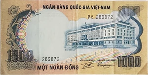 SOUTH VIETNAM 1000 DONG BANKNOTE ND 1972 ~ PICK #34 - Picture 1 of 4
