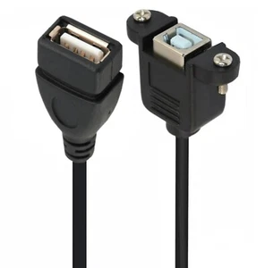 USB B 2.0 to USB A Panel Mount Extension Printer Cable | Female to Female | 0.5m - Picture 1 of 5