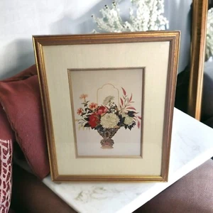 Vintage Botanical Bouquet In Moth Vase Professionally Framed W/ Glass - Picture 1 of 13