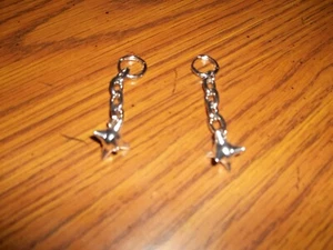 Spiked ball & chain earrings silver nip goth punk metal cyberpunk - Picture 1 of 2