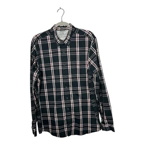 Eddie Bauer Shirt Mens Large Tall Classic Gray Red Plaid Button Down Long Sleeve - Picture 1 of 11