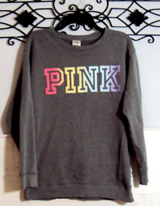 PINK Sweatshirt Women's size M Gray Logo Long Sleeve