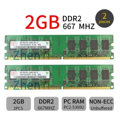 Hynix 4GB 2x 2GB / 1GB PC2-5300U DDR2 667MHz 240Pin DIMM Desktop Memory RAM AB - Image 1 of 4