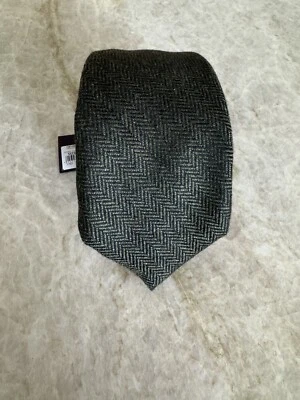 NWT $550 ISAIA NAPOLI 100% Cashmere 7-fold Green Herringbone Tie - Image 1 of 4