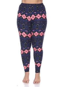 White Mark Women's Plus Size Printed Leggings, One Size - Picture 1 of 4