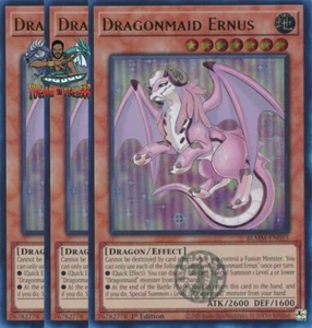 Yugioh! 3x Drachenjungfer Ernus BLMM-DE055 Emblazoned Ultra Rare 1st Ed NM - Bild 1 von 1