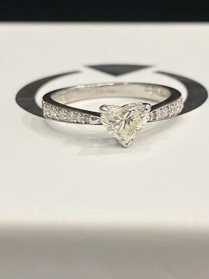 Pave 0.74 Cts Heart Round Cut Diamonds Engagement Solitaire Ring In 585 14K Gold - Image 1 of 4