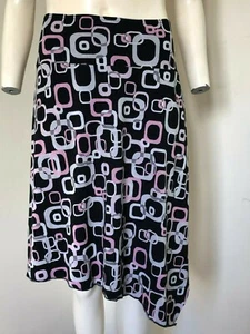 SUPER!! Black Pink & White Mix Geometric Patterned Skirt By Redherring - Size 12 - Picture 1 of 3