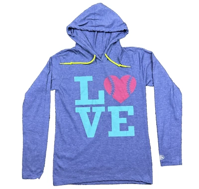 Sudadera con Capucha de Béisbol LOVE para Mujer Pequeña Pullover Ligera Manga Larga Camisa Foto 1 de 4