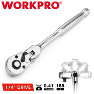 WORKPRO 1/4" Drive Flex Head Ratchet 72-Tooth Ratchet Flex Head Chromium Plating - Picture 1 of 11
