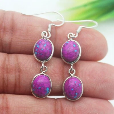 Silber Türkis Ohrringe 925 Sterling Handmade Schmuck Edelstein Ohrringe - Bild 1 von 3