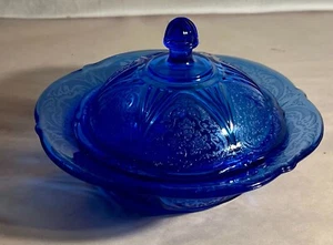 Hazel Atlas Blue Royal Lace Butter Dish With Cover *RARE* - Picture 1 of 1