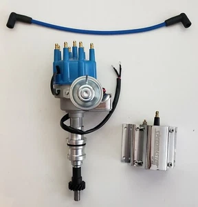 FORD BIG BLOCK 351C 351M 400 429 460 AZUL pequeña tapa distribuidor HEI + bobina de 60 k - Imagen 1 de 6