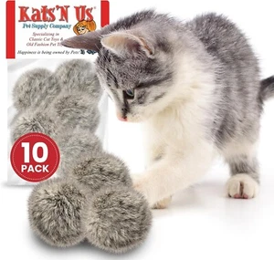Echtes Kaninchenfell Bommel Katzenspielzeug - 10er-Pack - Bild 1 von 4