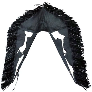C W ORIGINALS Leather Fringed Soft Leather Shawl Vest Black & White See Photos - Picture 1 of 4