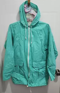 Misty Harbor All Weather Slicker Rain Coat Plaid Lined Hooded Teal Blue Size M - Picture 1 of 17