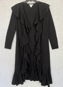 Alberto Makali Long Wool Blend Ruffle Cardigan Sweater Size XL Witchy Goth - Picture 1 of 11