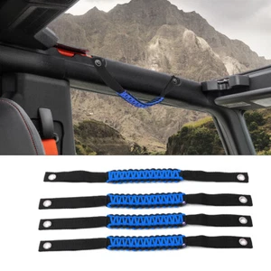 Roof Roll Bar Grab Handles Paracord Grip Handle For Ford Bronco 21+ Black & Blue - Picture 1 of 10