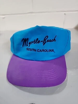 Chapéu ajustável vintage Myrtle Beach Carolina do Sul Charlotte Colors roxo/turquesa - Imagem 1 de 4