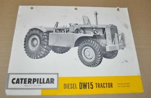 Folleto de especificaciones de tractor Caterpillar DW15 1954 - Imagen 1 de 2