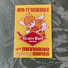 1976-77 Minnesota Fighting Saints Hockey Schedule WHA Grain Belt