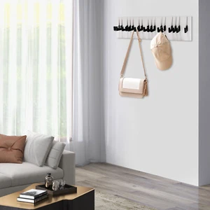 Wall-mounted Entry Coat Hook Piano Shape Artistic Coat Rack Heavy Duty Wooden - Picture 1 of 18
