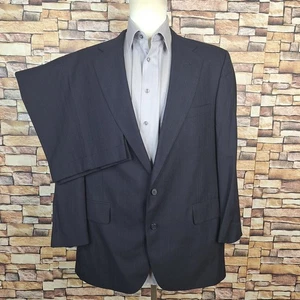 Joseph A Bank 2 Piece Suit Mens 46S 40X27 Dark Navy Stripe Wool - Picture 1 of 11