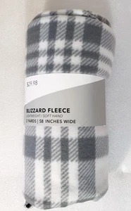 Blizzard Fleece Luke Grey White Plaid 2 Yd 58" Wide Roll Lightweight Fleece - Picture 1 of 3