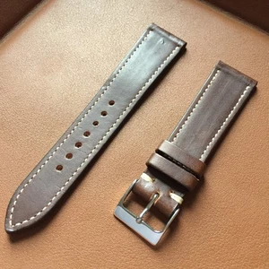 Correa de reloj de cuero Horween Chromexcel marrón 20 mm BLANCA OEM - Imagen 1 de 4