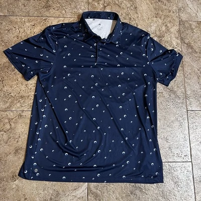 Adidas Golf Polo Mens XL Golf Ball AOP Print Performance Stretch Outdoor - Image 1 of 4