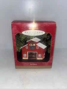 Hallmark Keepsake 1999 Pressed Tin Christmas Ornament Red Barn- Antiques & Box - Picture 1 of 4