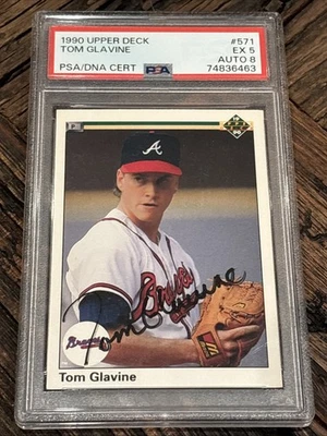 1990 Upper Deck #571 Tom Glavine HOF Signed Auto Autographed PSA/DNA Encased - Image 1 of 2
