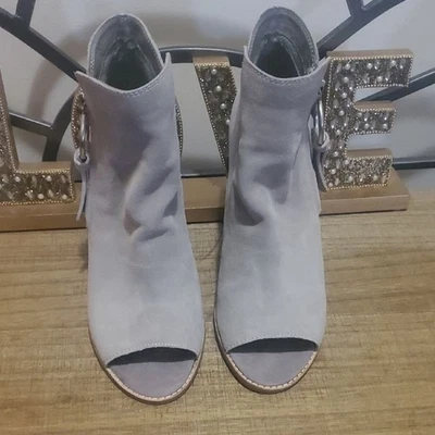 Botines Dolce Vita Luis Peep Toe Gris Gamuza Cuero Talla 9 Foto 1 de 4